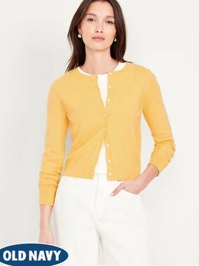 Old navy butter yellow button front cardigan super soft NWT XXL